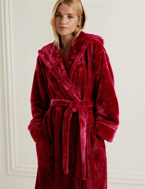 fleece hooded bathrobe|m&s fleece dressing gowns.